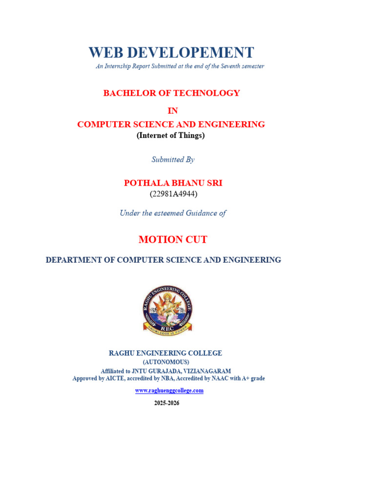 Web Development Internship Report | PDF | Html | World Wide Web
