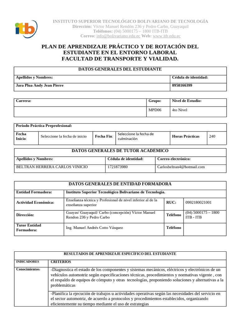 2 Plan de Aprendizaje Practico y de Rotacion | PDF