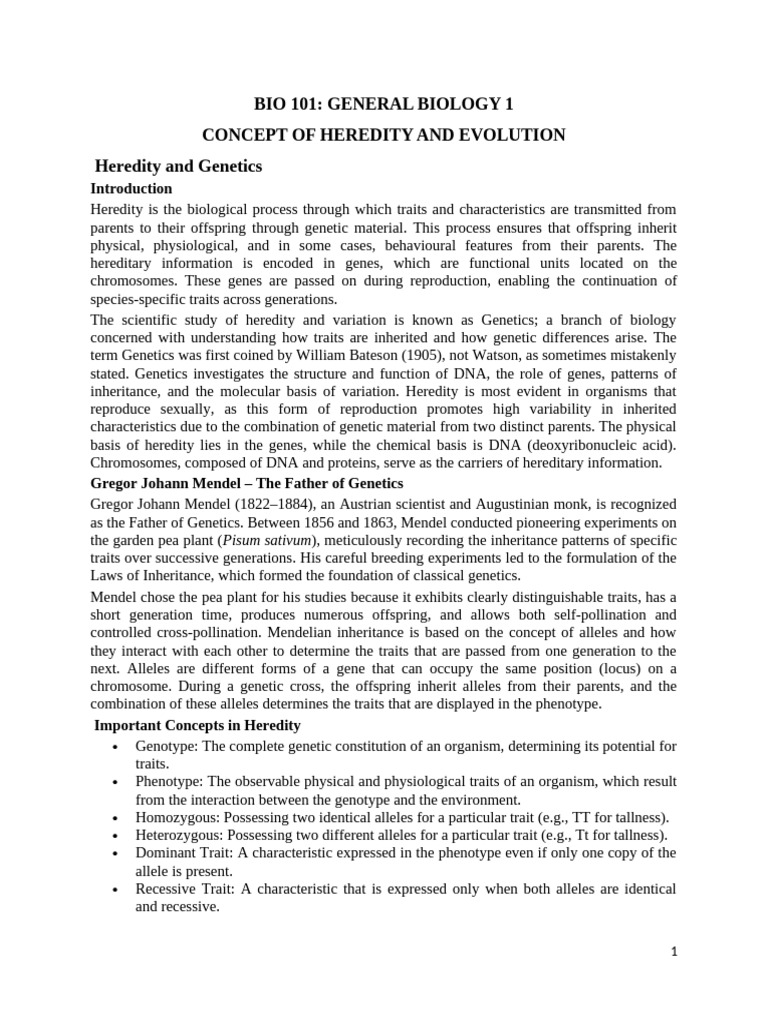 Heredity and Genetics Overview | PDF | Genotype | Dominance (Genetics)