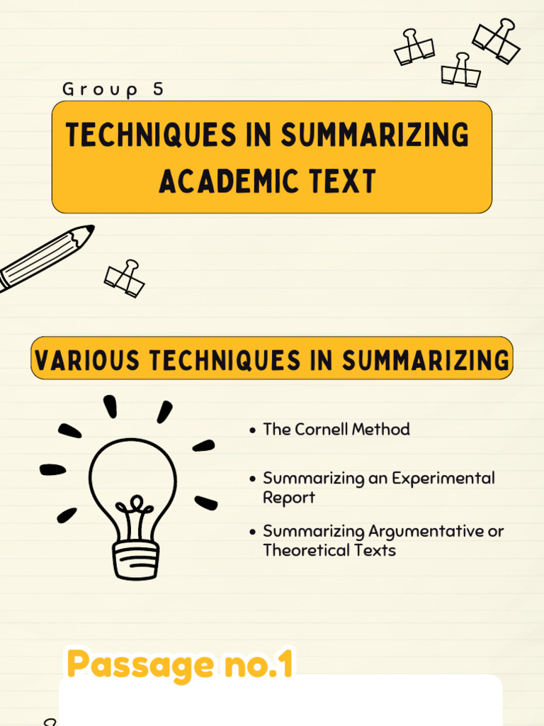 Techniques for Summarizing Academic Texts | PDF