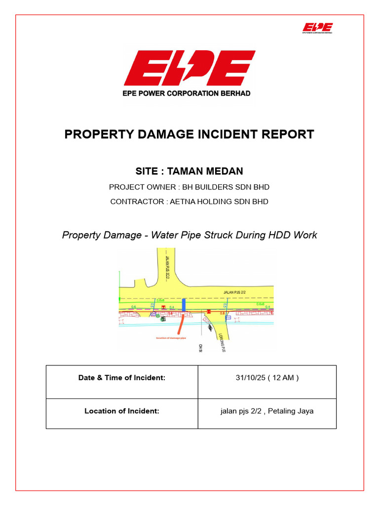 Property Damage Report: Water Pipe Incident | PDF