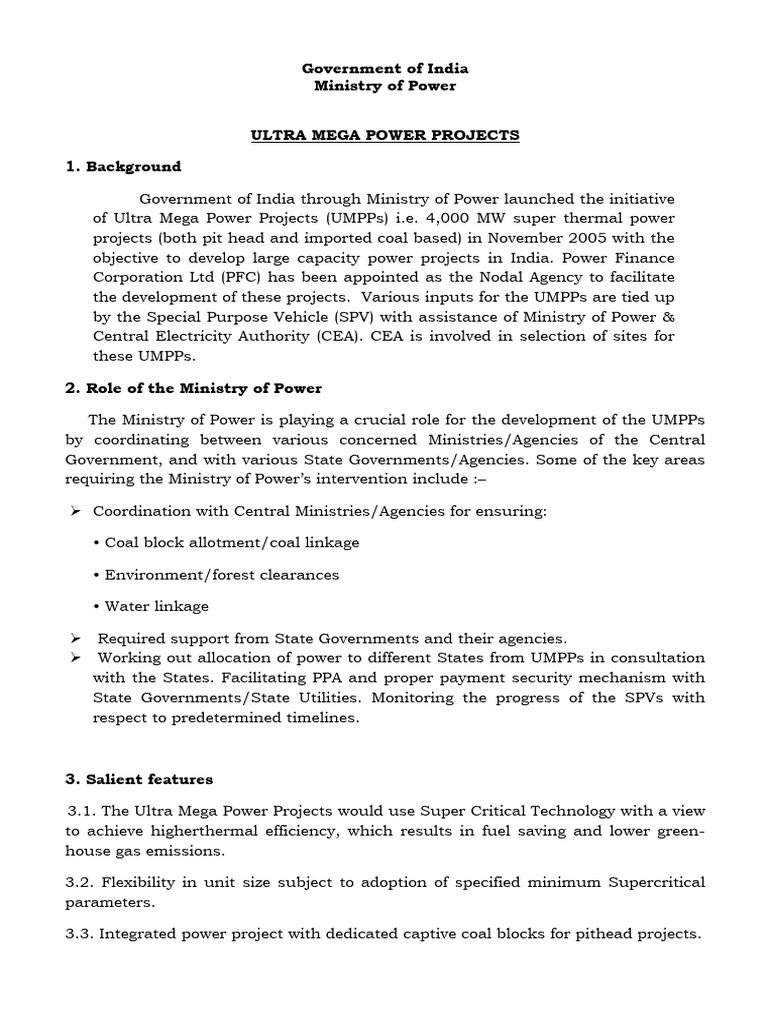 Ultra Mega Power Projects Overview | PDF
