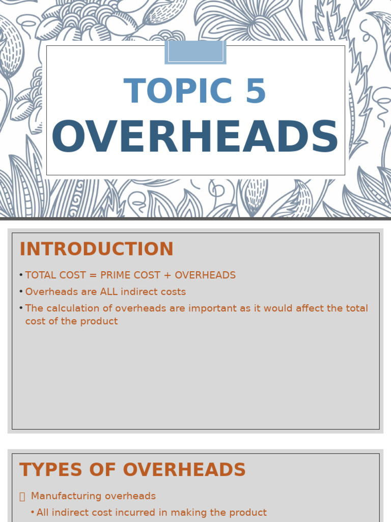 Understanding Overheads in Cost Accounting | PDF