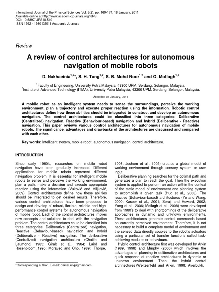 A Review of Control Architectures For Au | PDF | Robot | Robotics