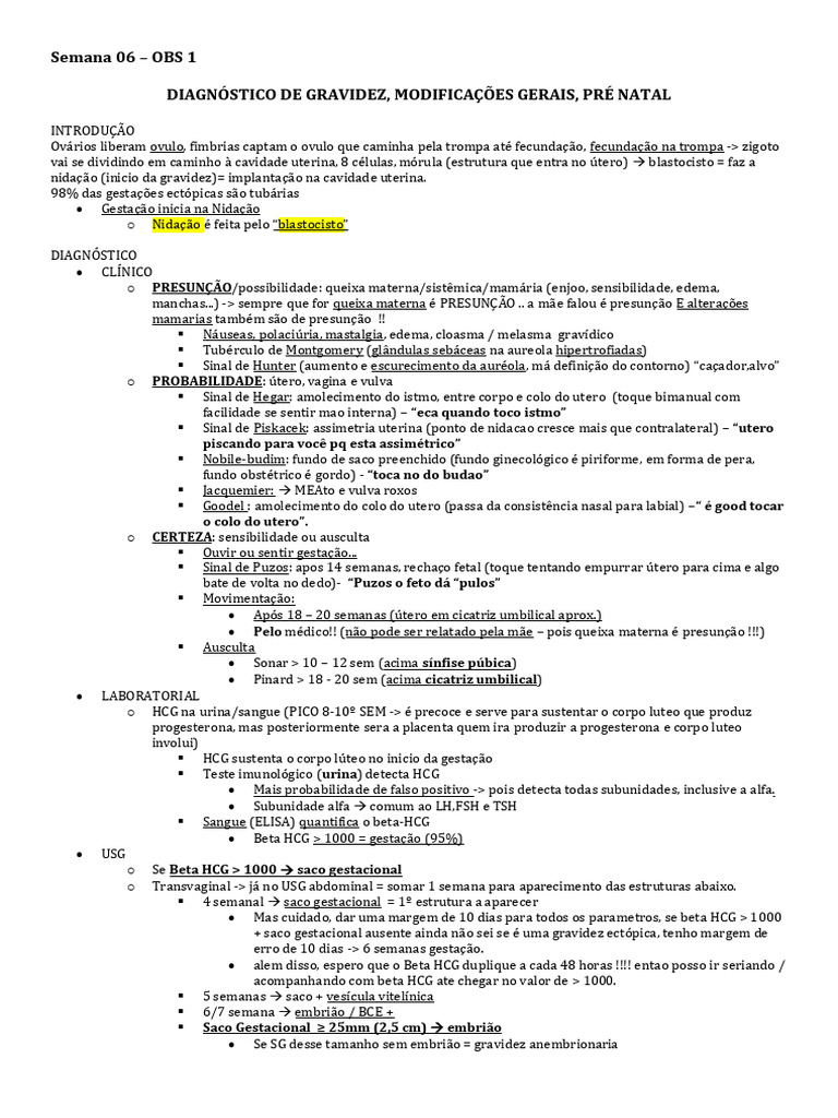 Diagnóstico e Modificações na Gravidez | PDF | Gravidez | Gonadotrofina ...