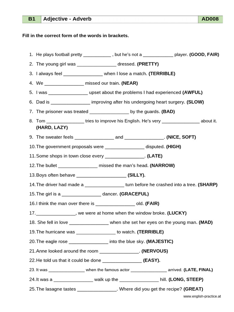 Adjective and Adverb Exercises | PDF | Chess Openings | Chess Theory