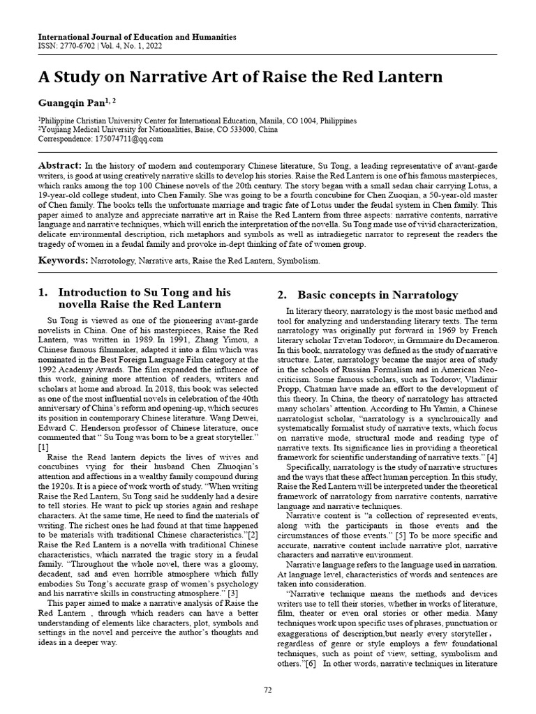 Analyzing Narrative Art in Raise the Red Lantern | PDF | Narrative ...