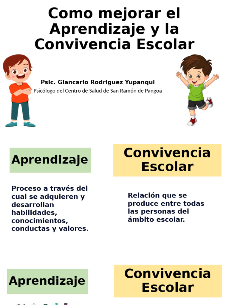 Mejora del Aprendizaje Escolar y Convivencia | PDF | Aprendizaje | Las ...