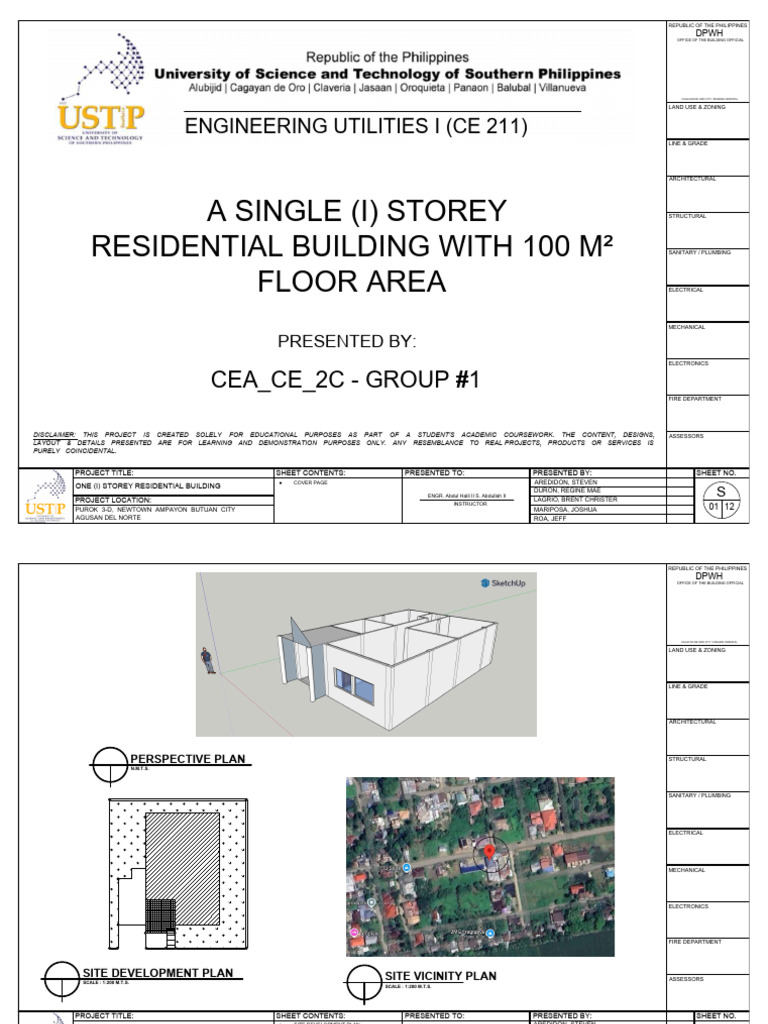 One-Storey Residential Building Plans | PDF | Civil Engineering ...