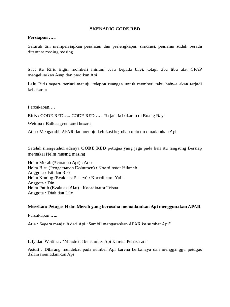 Simulasi Kebakaran CODE RED di Rumah Sakit | PDF