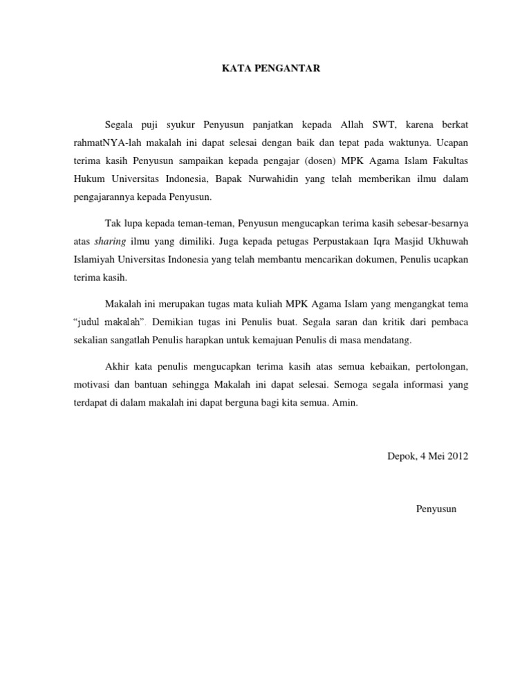 Kata Pengantar Makalah