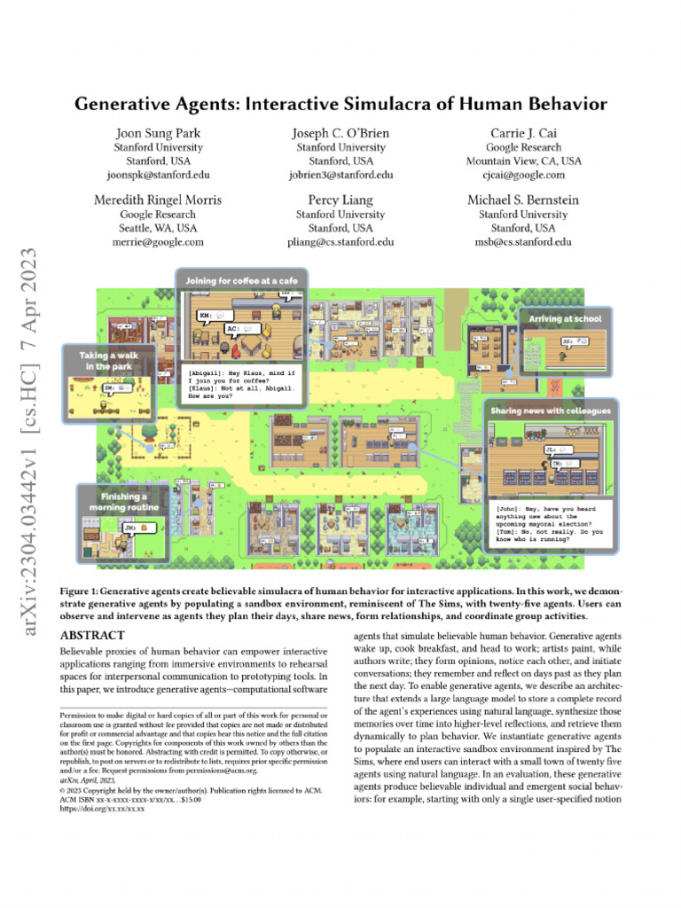 Generative Agents for Human Behavior Simulation | PDF | Simulation | Memory
