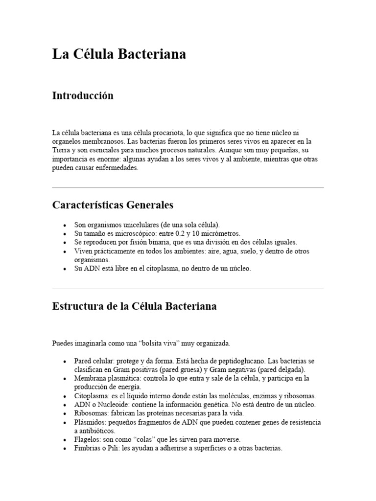 Estructura y Funciones de la Célula Bacteriana | PDF | Las bacterias ...