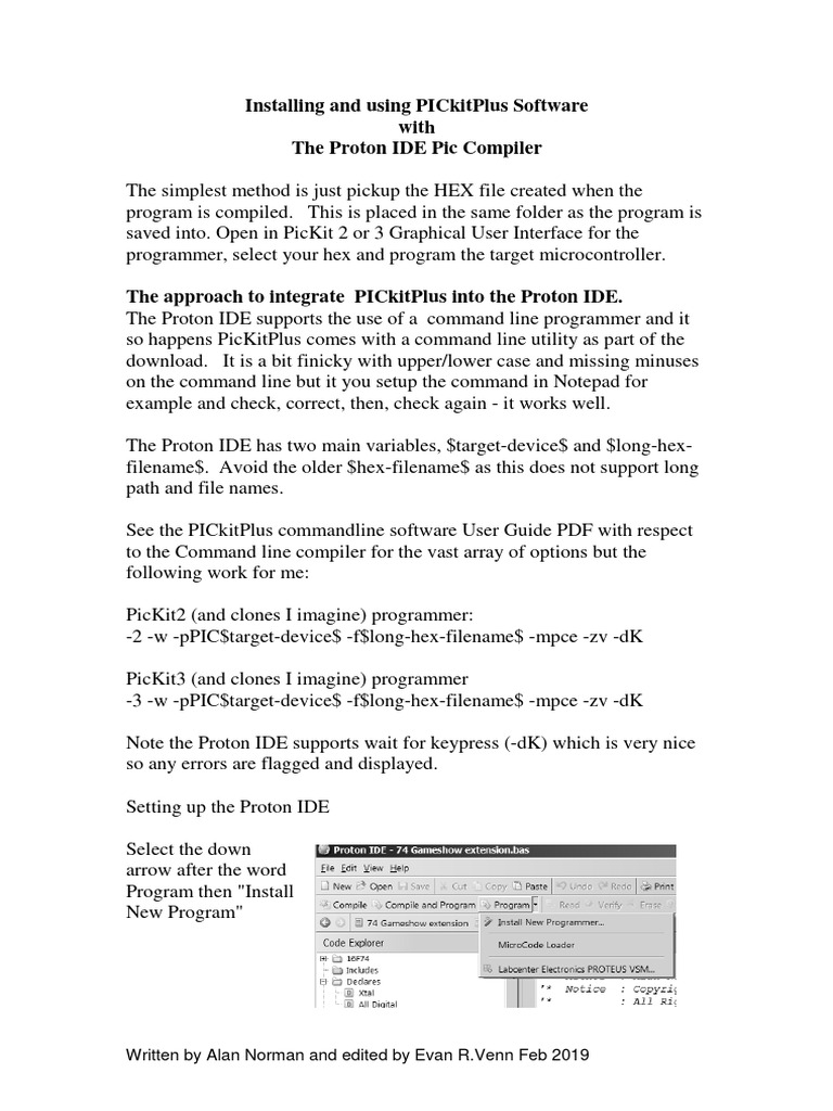 Installing and Using PicKitPlus Software With Proton IDE | PDF