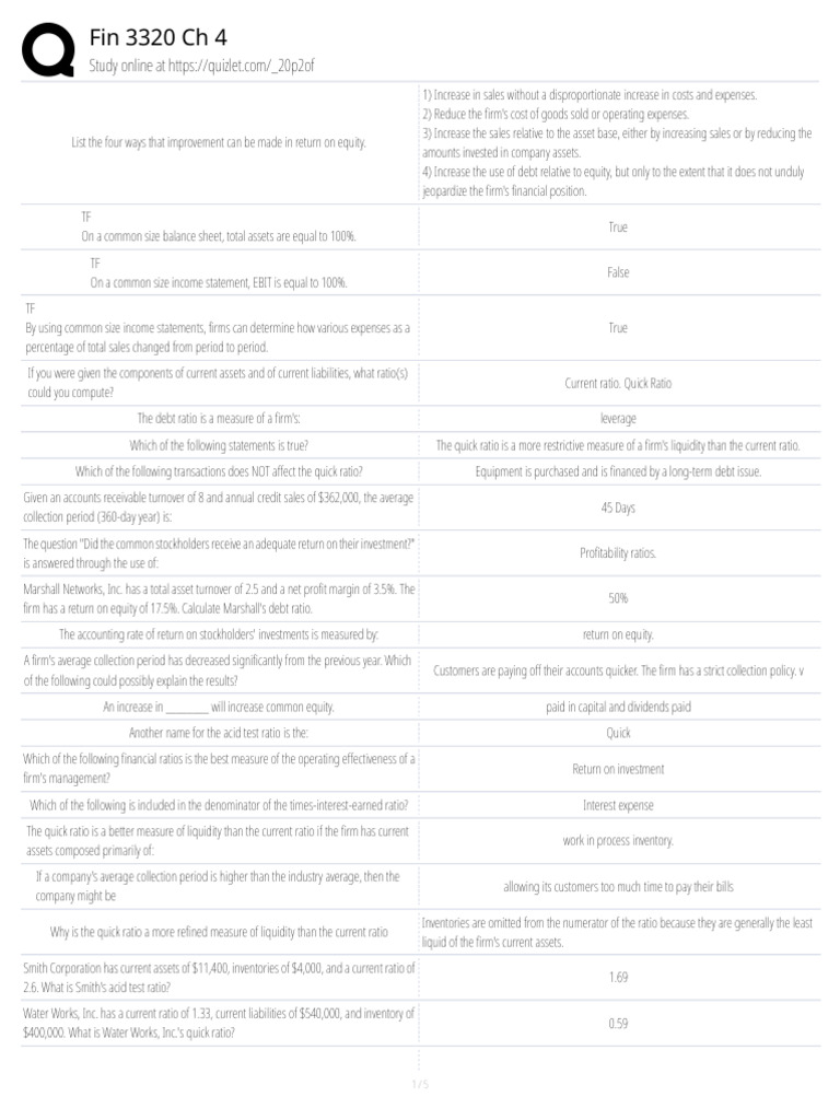 FIN 3320 CH4 | PDF | Equity (Finance) | Revenue