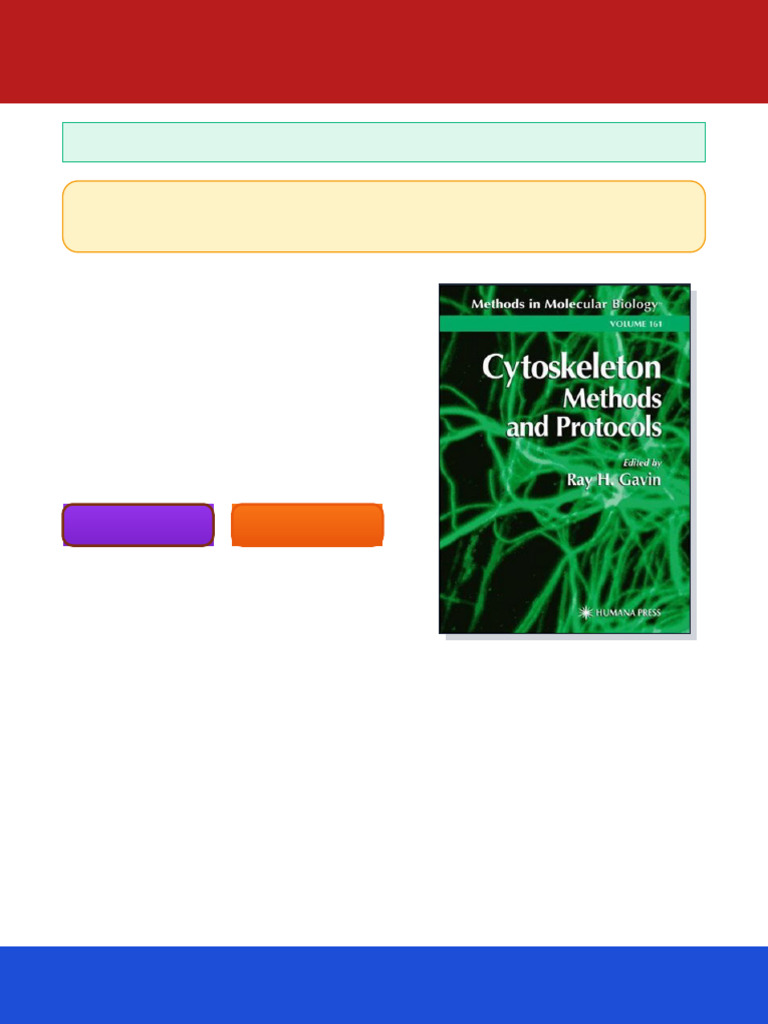 Cytoskeleton Methods and Protocols Methods in Molecular Biology Vol 161 ...