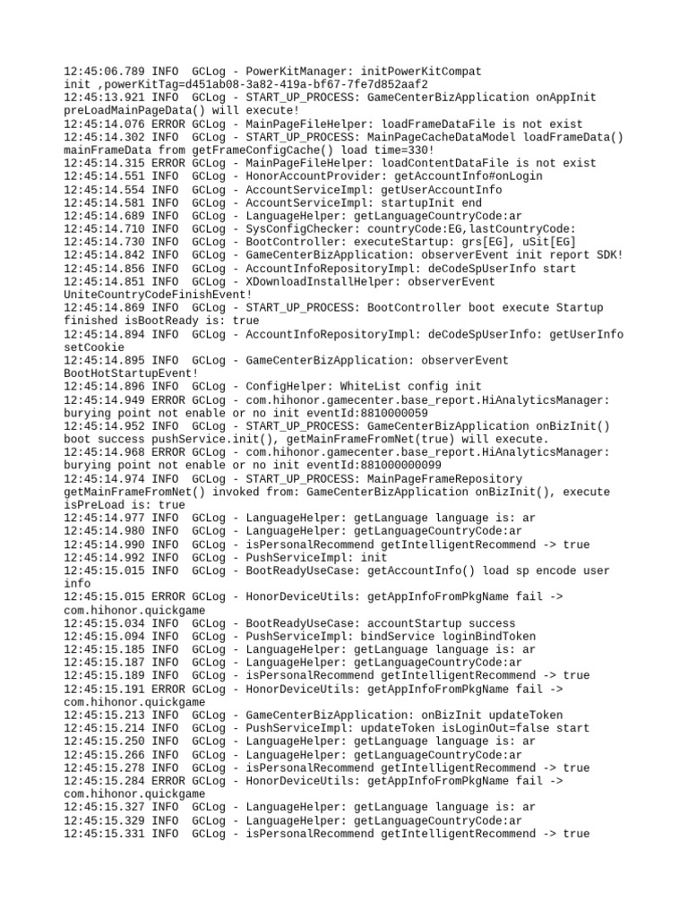 GameCenterBizApplication Startup Log | PDF | Internet Standards ...