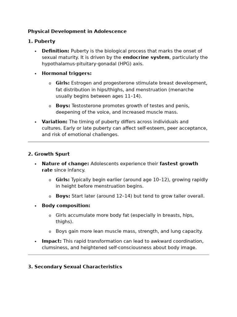 Adolescent Physical and Cognitive Growth | PDF | Puberty | Adolescence