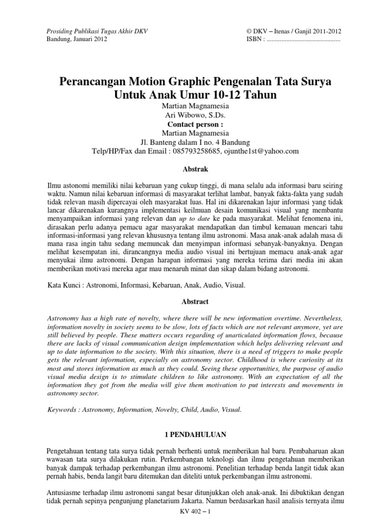 Seminar Tugas Akhir Sidang 3 Perancangan Motion Graphic Pengenalan Tata Surya