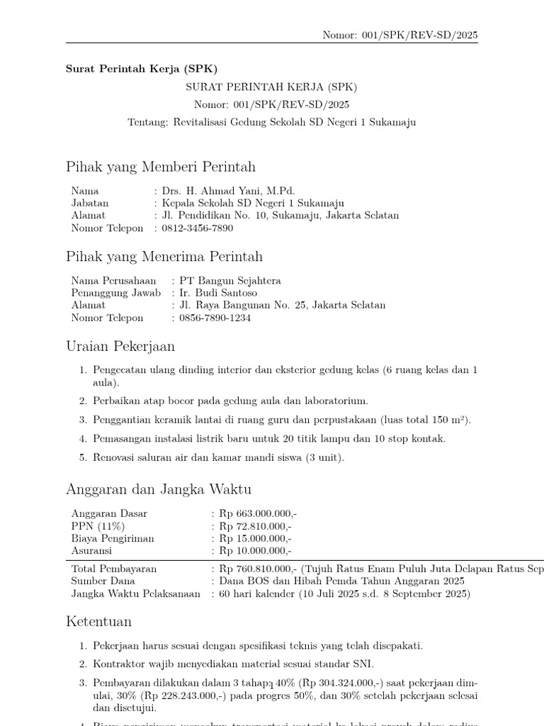 Contoh SPK | PDF
