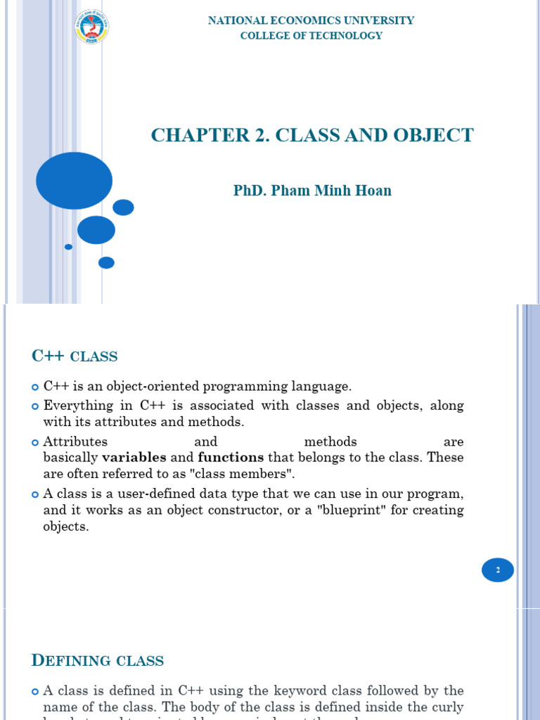 Chapter 2. Class and Object | PDF | Class (Computer Programming ...