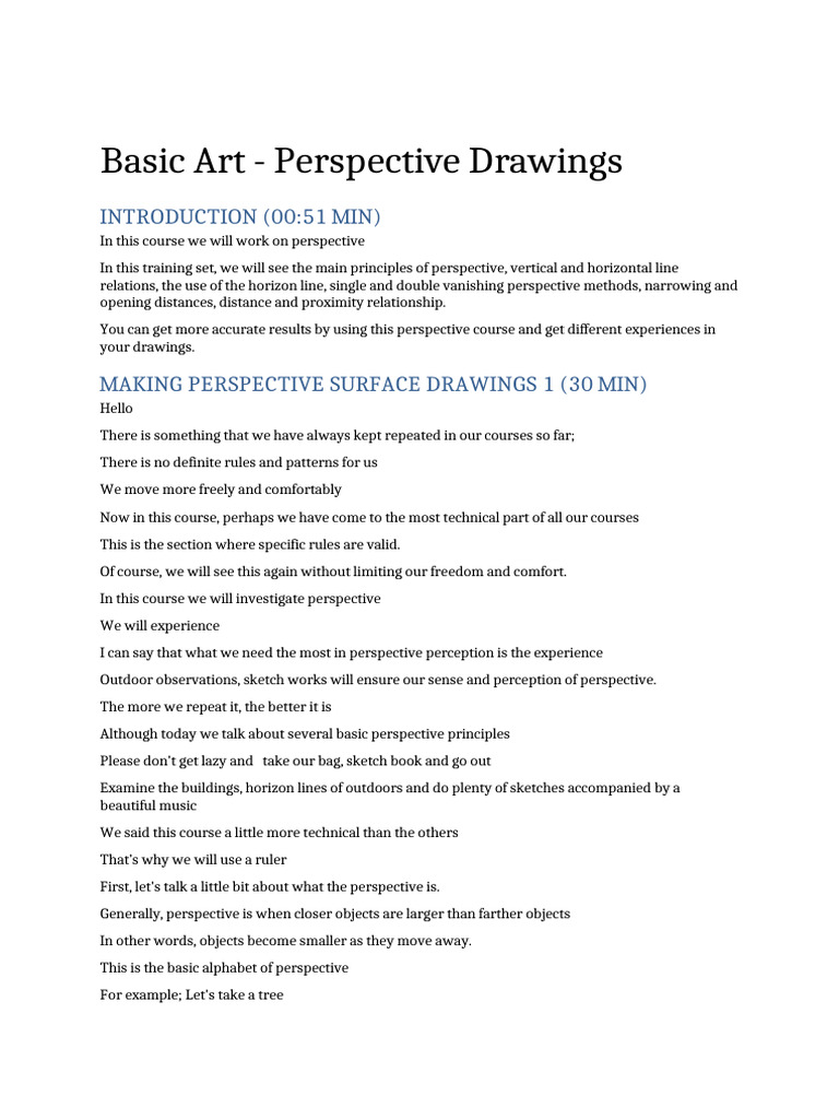 03 Basic Art Perspective Drawings | PDF | Horizon | Perspective (Graphical)