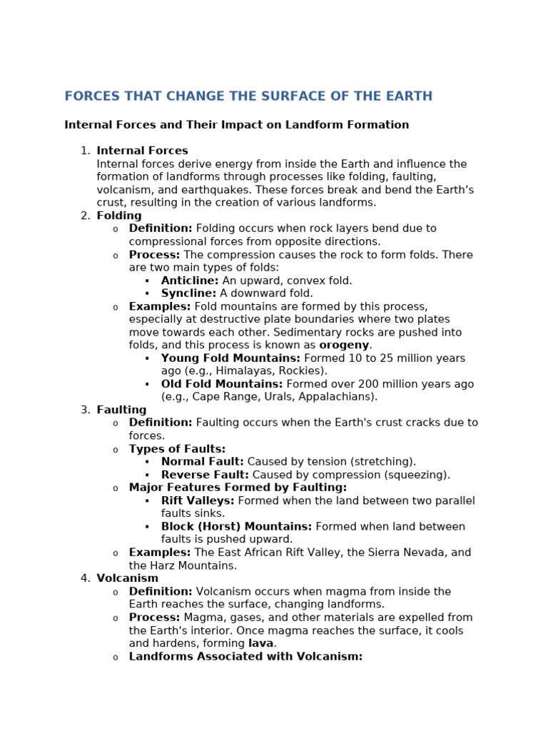 Forces Shaping Earth's Surface Explained | PDF | Atmosphere Of Earth ...
