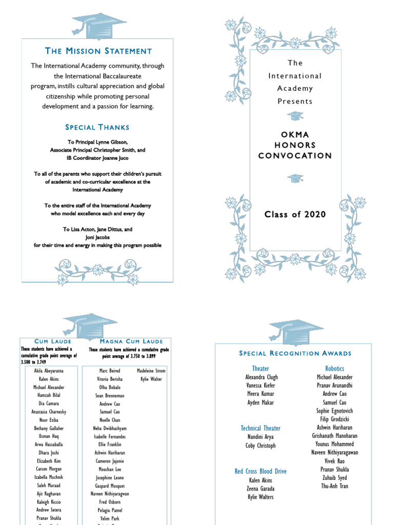IA Okma Senior Honors Program May 2020 | PDF | Higher Education | Schools