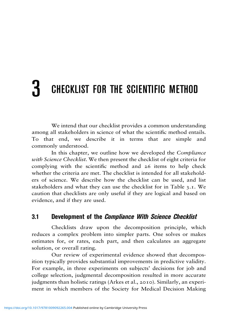 Compliance Checklist for Scientific Method | PDF | Hypothesis ...