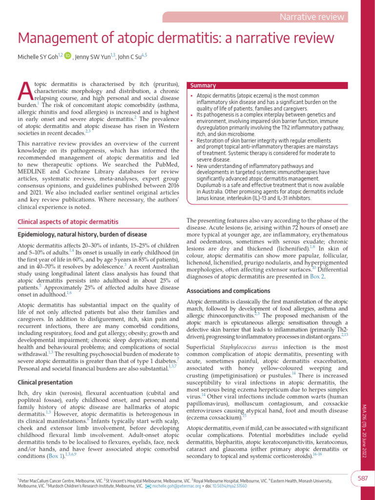 Atopic Dermatitis Management Review | PDF | Dermatitis | Topical Medication