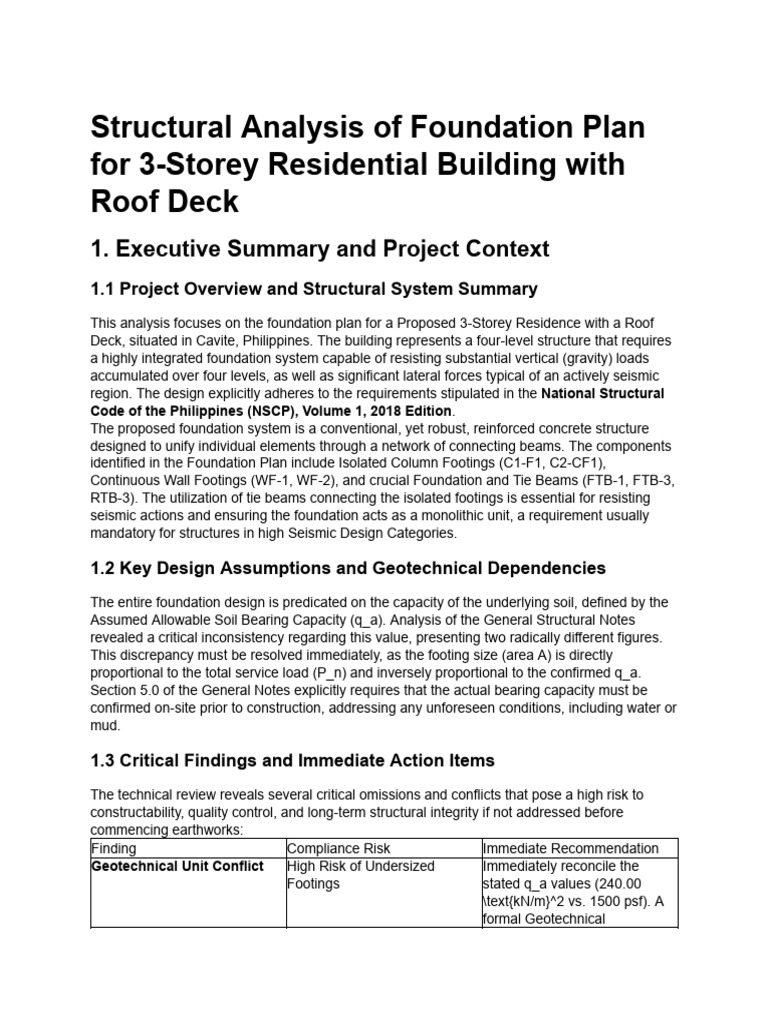 Foundation Analysis for 3-Storey Home | PDF | Beam (Structure ...