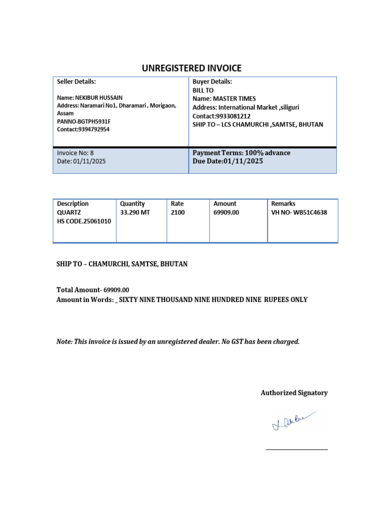 Wb 51c 4638 Invoice | PDF
