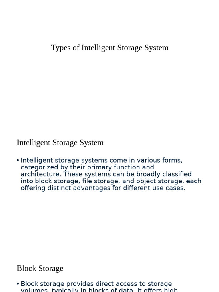 Types of Intelligent Storage Systems | PDF | Computer Data Storage ...