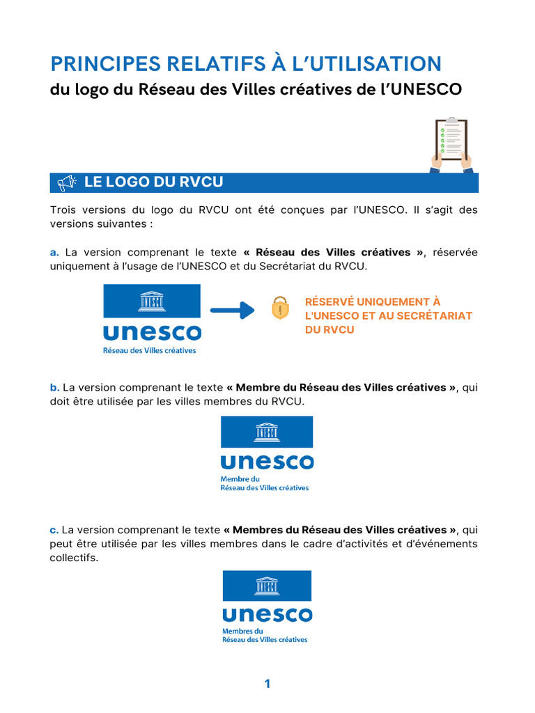 Utilisation du logo RVCU par l'UNESCO | PDF | Logos | UNESCO