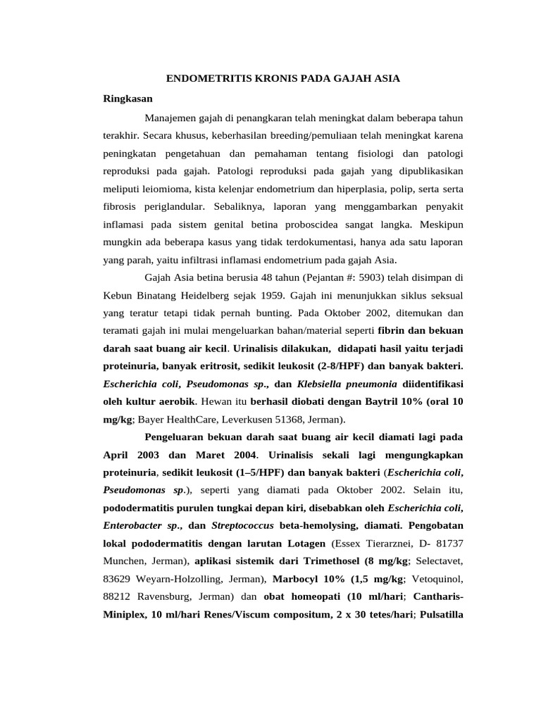 Endometritis Kronis Gajah Asia: Kasus Unik | PDF