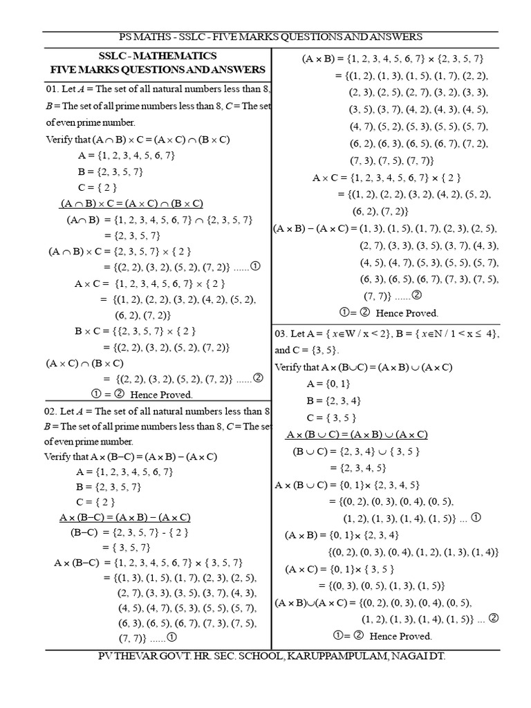 SSLC Maths Five Marks Q&A Guide | PDF | Mathematics | Number Theory
