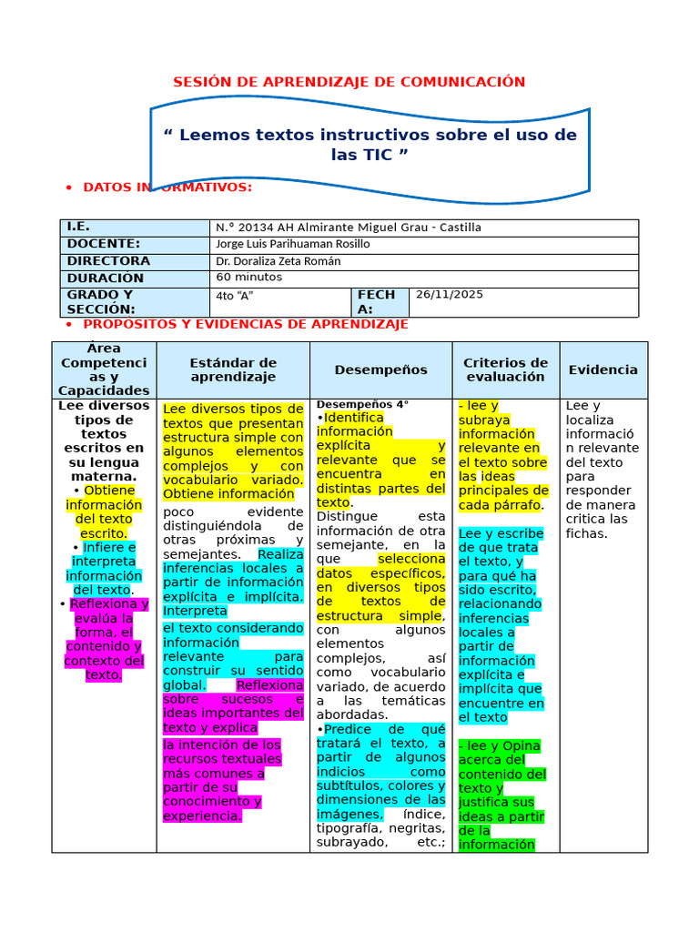 sesión n° 4 recomedaciones sobre el buen uso de las TIC | PDF ...