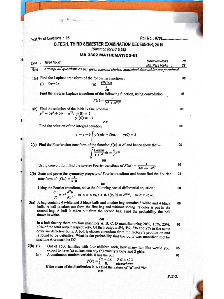 Maths Previous Year Paper | PDF