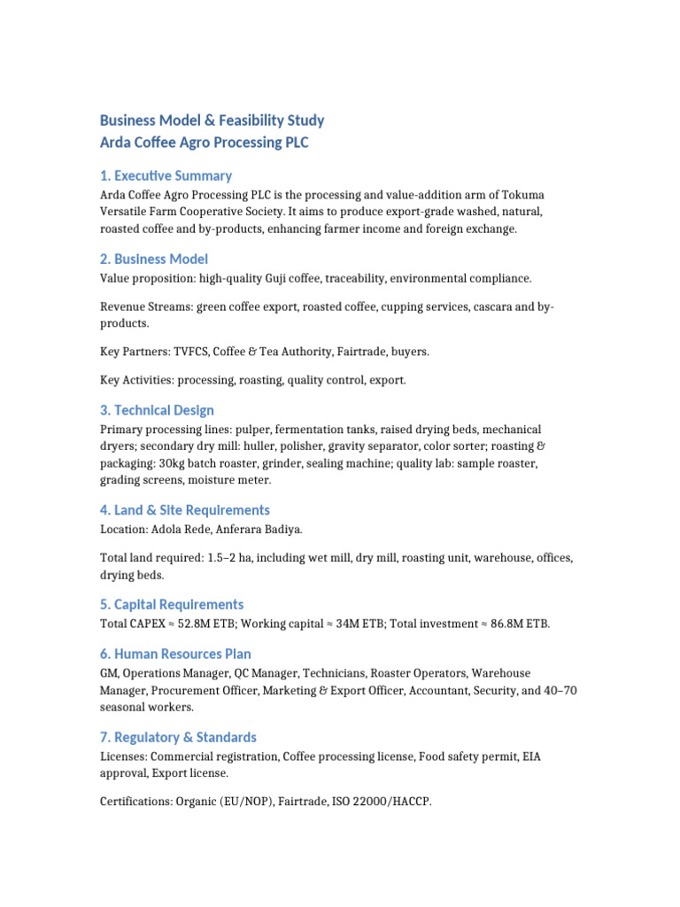 Arda Coffee Business Model Overview | PDF