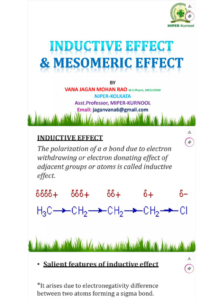 Inductive Effect and Mesomeric Effect | PDF