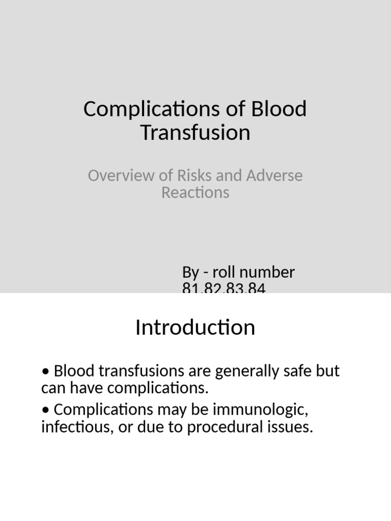 Complications of Blood Transfusion Presentation | PDF