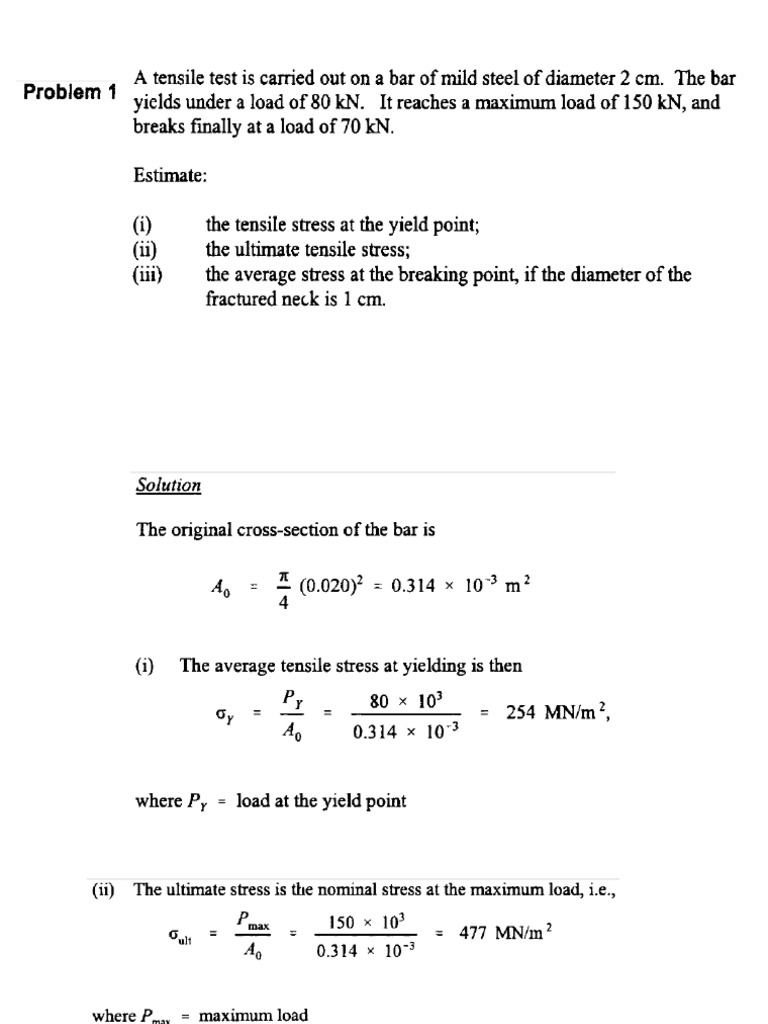 Stress Strain Numericals | PDF