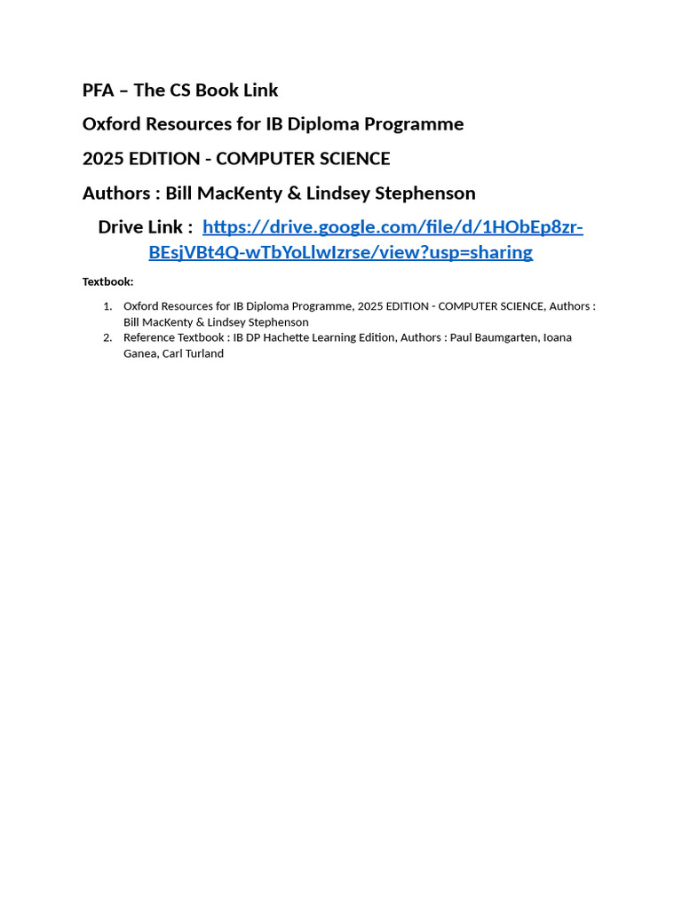 2025 IB Computer Science Resources | PDF