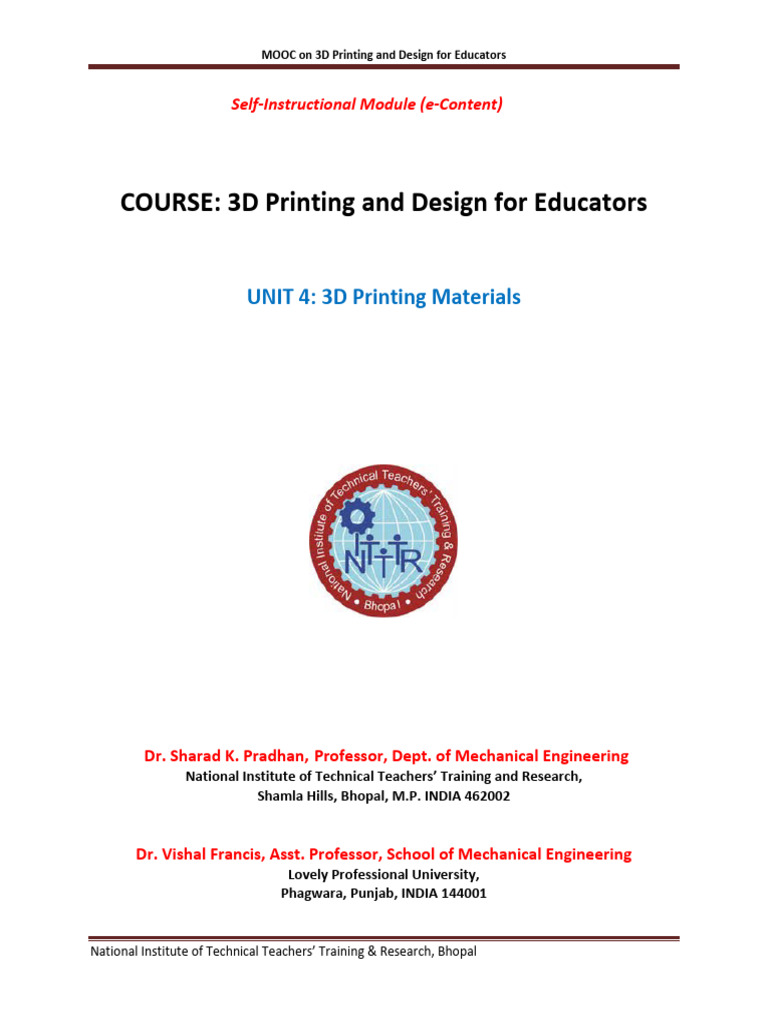 3D Printing Materials for Educators | PDF | Composite Material ...