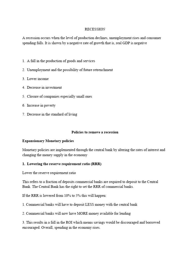 Understanding Recession and Recovery Policies | PDF | Recession | Human ...