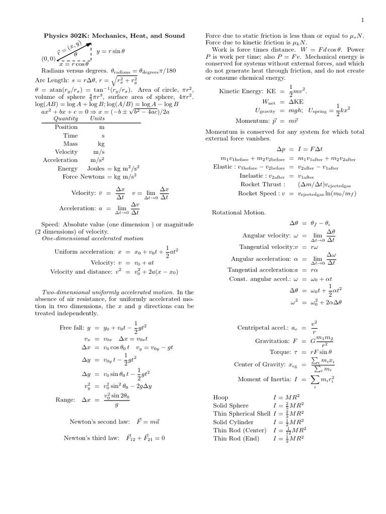 Mechanics, Heat, and Sound Concepts | PDF | Acceleration | Force