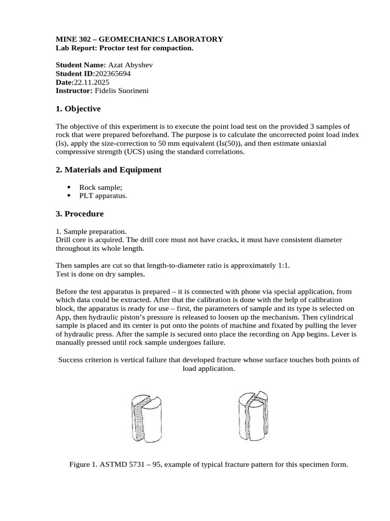 Proctor Test Lab Report on Rock Samples | PDF | Fracture | Materials ...