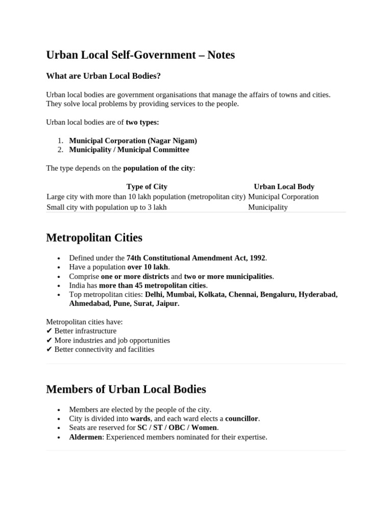 Understanding Urban Local Bodies in India | PDF | Government | Local ...