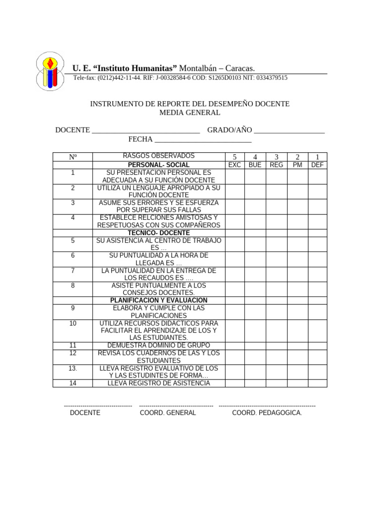 INSTRUMENTO DESEMPEÑO DOCENTE 2024 | PDF | Maestros | Aprendizaje