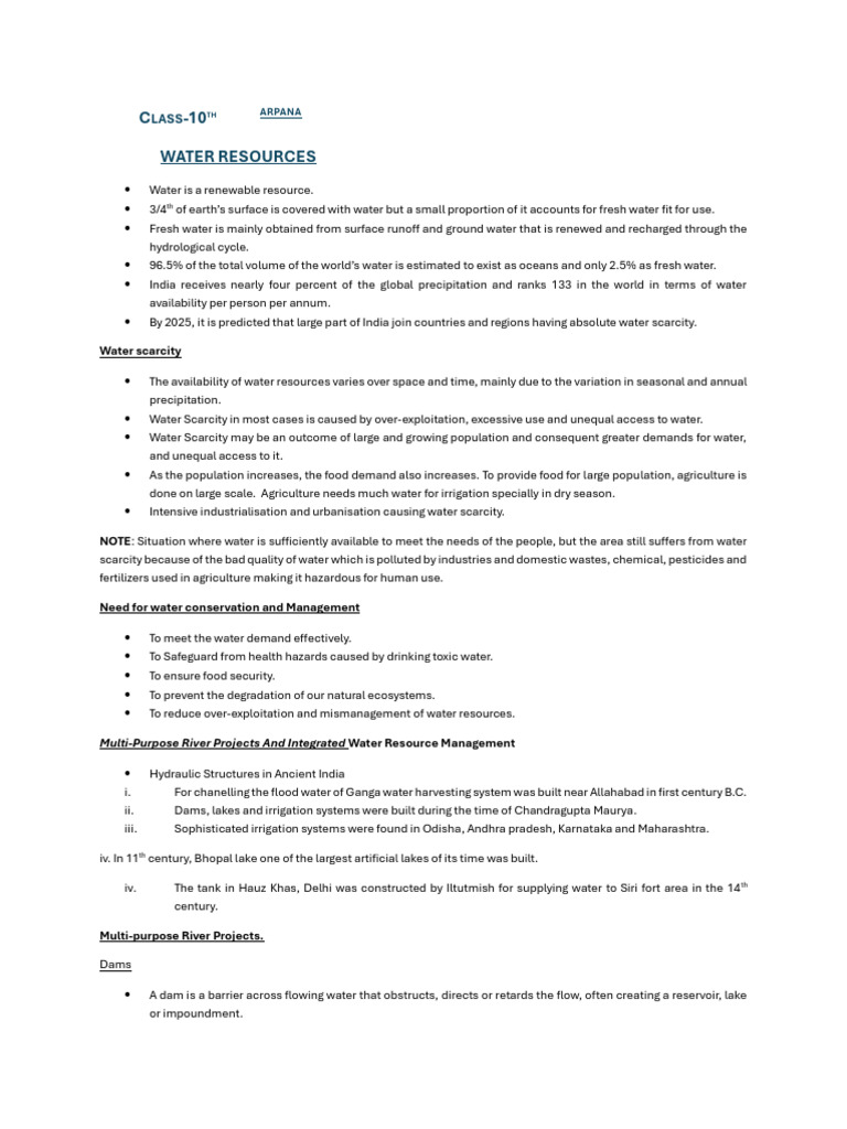 Water Resources and Conservation in India | PDF | Water | Water Scarcity